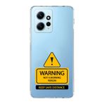 Manitoba Xiaomi Redmi Note 12 4G ile Uyumlu Warning Tasarımlı Baskılı Şeffaf Telefon Kılıfı, Çok Renkli