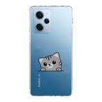 Manitoba Xiaomi Redmi Note 12 Pro 5G ile Uyumlu Baskılı Yumuşak Silikon Şeffaf Telefon Kılıfı, Kedi Deseni