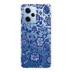 Manitoba Xiaomi Redmi Note 12 Pro 5G ile Uyumlu Baskılı Yumuşak Silikon Şeffaf Telefon Kılıfı, Mavi Çiçek Deseni