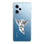 Manitoba Xiaomi Redmi Note 12 Pro 5G ile Uyumlu Baskılı Yumuşak Silikon Şeffaf Telefon Kılıfı, Melek Deseni