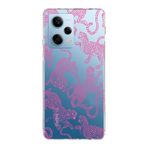 Manitoba Xiaomi Redmi Note 12 Pro 5G ile Uyumlu Baskılı Yumuşak Silikon Şeffaf Telefon Kılıfı, Pembe Leopar Desen