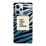 Manitoba Xiaomi Redmi Note 12 Pro 5G ile Uyumlu Baskılı Yumuşak Silikon Şeffaf Telefon Kılıfı, Zebra Desen, Siyah-Mavi