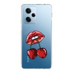 Manitoba Xiaomi Redmi Note 12 Pro 5G ile Uyumlu Dudak ve Kiraz Tasarımlı Baskılı Şeffaf Telefon Kılıfı