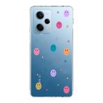 Manitoba Xiaomi Redmi Note 12 Pro 5G ile Uyumlu, Gülen Yüz ve Yıldızlar Tasarımlı, Baskılı Şeffaf Telefon Kılıfı