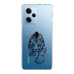 Manitoba Xiaomi Redmi Note 12 Pro 5G ile Uyumlu Kaplan Tasarımlı Baskılı Şeffaf Telefon Kılıfı