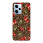 Manitoba Xiaomi Redmi Note 12 Pro 5G ile Uyumlu Leopar ve Kiraz Tasarımlı Baskılı Şeffaf Telefon Kılıfı
