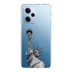 Manitoba Xiaomi Redmi Note 12 Pro 5G ile Uyumlu Özgürlük Heykeli Tasarımlı Baskılı Şeffaf Telefon Kılıfı
