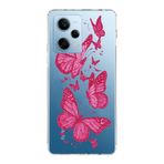 Manitoba Xiaomi Redmi Note 12 Pro 5G ile Uyumlu Pembe Kelebekler Tasarımlı Baskılı Şeffaf Telefon Kılıfı