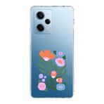 Manitoba Xiaomi Redmi Note 12 Pro 5G ile Uyumlu Sanatsal Çiçek Tasarımlı Baskılı Şeffaf Telefon Kılıfı