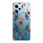 Manitoba Xiaomi Redmi Note 12 Pro 5G Uyumlu Baskılı Yumuşak Silikon Şeffaf Telefon Kılıfı, Çiçek Desen, Turuncu