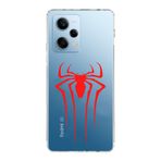 Manitoba Xiaomi Redmi Note 12 Pro 5G Uyumlu Baskılı Yumuşak Silikon Şeffaf Telefon Kılıfı, Kırmızı Örümcek Deseni