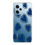 Manitoba Xiaomi Redmi Note 12 Pro 5G Uyumlu Baskılı Yumuşak Silikon Şeffaf Telefon Kılıfı, Mavi Kalp Deseni