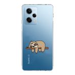 Manitoba Xiaomi Redmi Note 12 Pro 5G Uyumlu Baskılı Yumuşak Silikon Şeffaf Telefon Kılıfı, Tembel Hayvan Deseni