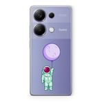 Manitoba Xiaomi Redmi Note 13 Pro 4G ile Uyumlu Astronot Tasarımlı Baskılı Şeffaf Telefon Kılıfı
