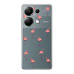 Manitoba Xiaomi Redmi Note 13 Pro 4G ile Uyumlu Baskılı Yumuşak Silikon Şeffaf Telefon Kılıfı, Flamingo Desen