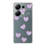 Manitoba Xiaomi Redmi Note 13 Pro 4G ile Uyumlu Baskılı Yumuşak Silikon Şeffaf Telefon Kılıfı, Gökkuşağı Kalp Deseni