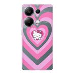 Manitoba Xiaomi Redmi Note 13 Pro 4G ile Uyumlu Baskılı Yumuşak Silikon Şeffaf Telefon Kılıfı, Hello Kitty Kalp Desen, Pembe