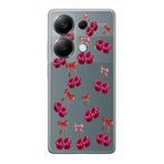 Manitoba Xiaomi Redmi Note 13 Pro 4G ile Uyumlu Baskılı Yumuşak Silikon Şeffaf Telefon Kılıfı, Kiraz Desenli