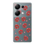Manitoba Xiaomi Redmi Note 13 Pro 4G ile Uyumlu Baskılı Yumuşak Silikon Şeffaf Telefon Kılıfı, Kırmızı Dudak Deseni