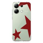 Manitoba Xiaomi Redmi Note 13 Pro 4G ile Uyumlu Baskılı Yumuşak Silikon Şeffaf Telefon Kılıfı, Kırmızı Yıldız Desen