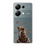 Manitoba Xiaomi Redmi Note 13 Pro 4G ile Uyumlu Baskılı Yumuşak Silikon Şeffaf Telefon Kılıfı, Leopar Deseni