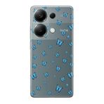 Manitoba Xiaomi Redmi Note 13 Pro 4G ile Uyumlu Baskılı Yumuşak Silikon Şeffaf Telefon Kılıfı, Mavi Kelebek Deseni