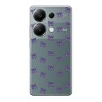 Manitoba Xiaomi Redmi Note 13 Pro 4G ile Uyumlu Baskılı Yumuşak Silikon Şeffaf Telefon Kılıfı, Mor Fiyonk Deseni