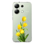 Manitoba Xiaomi Redmi Note 13 Pro 4G ile Uyumlu Baskılı Yumuşak Silikon Şeffaf Telefon Kılıfı, Sarı Çiçek Deseni