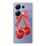 Manitoba Xiaomi Redmi Note 13 Pro 4G ile Uyumlu Kiraz Tasarımlı Baskılı Şeffaf Telefon Kılıfı