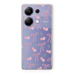Manitoba Xiaomi Redmi Note 13 Pro 4G ile Uyumlu Kiraz ve Fiyonk Tasarımlı Baskılı Şeffaf Telefon Kılıfı