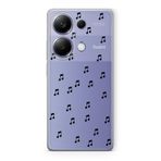 Manitoba Xiaomi Redmi Note 13 Pro 4G ile Uyumlu Müzik Notası Tasarımlı Baskılı Şeffaf Telefon Kılıfı