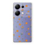 Manitoba Xiaomi Redmi Note 13 Pro 4G ile Uyumlu Turuncu Çiçekler Tasarımlı Baskılı Şeffaf Telefon Kılıfı
