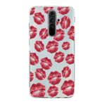 Manitoba Xiaomi Redmi Note 8 Pro ile Uyumlu Baskılı Yumuşak Silikon Şeffaf Telefon Kılıfı, Kırmızı Dudak Deseni