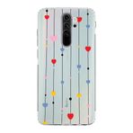 Manitoba Xiaomi Redmi Note 8 Pro Uyumlu Baskılı Yumuşak Silikon Şeffaf Telefon Kılıfı, Renkli Kalp Deseni