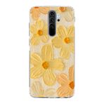 Manitoba Xiaomi Redmi Note 8 Pro Uyumlu Baskılı Yumuşak Silikon Şeffaf Telefon Kılıfı, Sarı Çiçek Deseni
