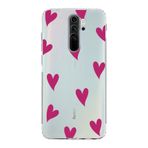 Manitoba Xiaomi Redmi Note 8 Pro Uyumlu Kalpler Tasarımlı Baskılı Şeffaf Telefon Kılıfı, Çok Renkli