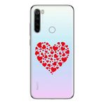Manitoba Xiaomi Redmi Note 8 Uyumlu Baskılı Yumuşak Silikon Şeffaf Telefon Kılıfı, Kırmızı Kalp Deseni