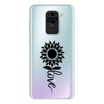 Manitoba Xiaomi Redmi Note 9 ile Uyumlu Ay Çiçeği Tasarımlı Baskılı Şeffaf Silikon Telefon Kılıfı, Çok Renkli