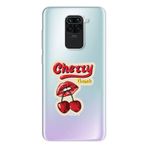 Manitoba Xiaomi Redmi Note 9 ile Uyumlu Baskılı Yumuşak Silikon Şeffaf Telefon Kılıfı, Cherry Bomb Desen