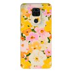 Manitoba Xiaomi Redmi Note 9 ile Uyumlu Baskılı Yumuşak Silikon Şeffaf Telefon Kılıfı, Çiçek Desen