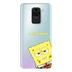 Manitoba Xiaomi Redmi Note 9 ile Uyumlu Sünger Bob Tasarımlı Baskılı Şeffaf Silikon Telefon Kılıfı, Çok Renkli