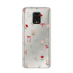 Manitoba Xiaomi Redmi Note 9 Pro ile Uyumlu Baskılı Yumuşak Silikon Şeffaf Telefon Kılıfı, Çiçek ve Kalp Deseni