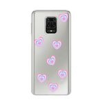 Manitoba Xiaomi Redmi Note 9 Pro ile Uyumlu Baskılı Yumuşak Silikon Şeffaf Telefon Kılıfı, Kalp Deseni
