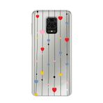 Manitoba Xiaomi Redmi Note 9 Pro ile Uyumlu Baskılı Yumuşak Silikon Şeffaf Telefon Kılıfı, Renkli Kalp Deseni