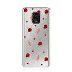Manitoba Xiaomi Redmi Note 9 Pro ile Uyumlu Baskılı Yumuşak Silikon Şeffaf Telefon Kılıfı, Uğur Böceği ve Kalp Deseni