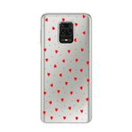 Manitoba Xiaomi Redmi Note 9 Pro Uyumlu Baskılı Yumuşak Silikon Şeffaf Telefon Kılıfı, Kırmızı Kalp Desen