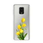 Manitoba Xiaomi Redmi Note 9 Pro Uyumlu Baskılı Yumuşak Silikon Şeffaf Telefon Kılıfı, Sarı Lale Deseni