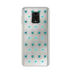 Manitoba Xiaomi Redmi Note 9 Pro Uyumlu Baskılı Yumuşak Silikon Şeffaf Telefon Kılıfı, Turkuaz Kalp Deseni