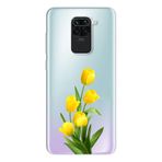 Manitoba Xiaomi Redmi Note 9 Uyumlu Baskılı Yumuşak Silikon Şeffaf Telefon Kılıfı, Sarı Çiçek Desen