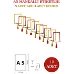 Manken İstanbul 10 Adet Sarı Kırmızı A5 Mandallı Raf Etiketi Sepet Etiketi Çerçeveli Etiketlik Eşek-Askılık Etiketi